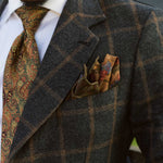 Double sided olive green madder silk handmade pocket square