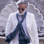 Best Italian blue and brown paisley silk scarf