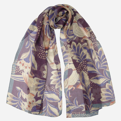 Designer Italian Silk Scarf - Purple