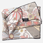 Women's Floral Italian Silk Bandana - Tan