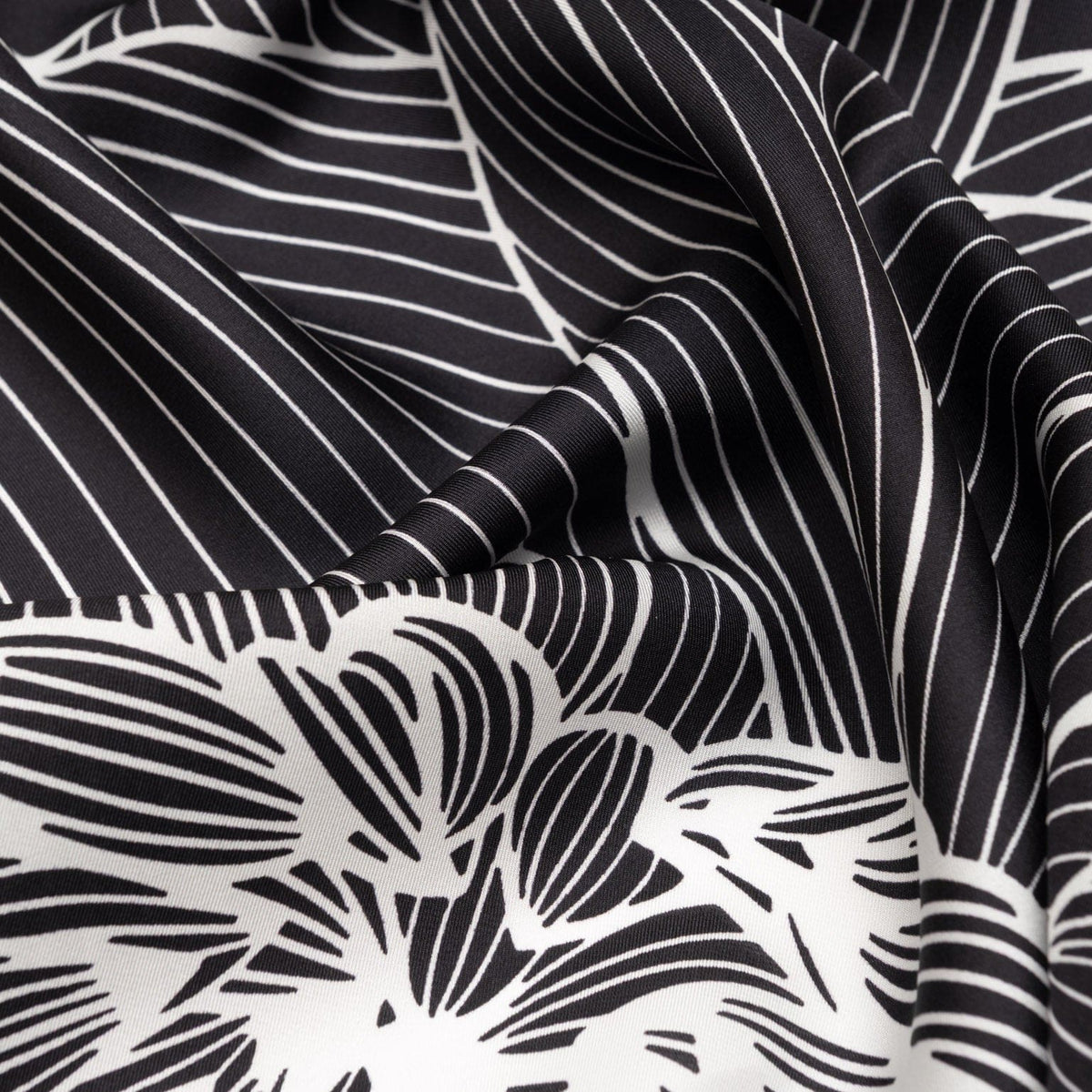 Black Floral Italian Silk Bandana