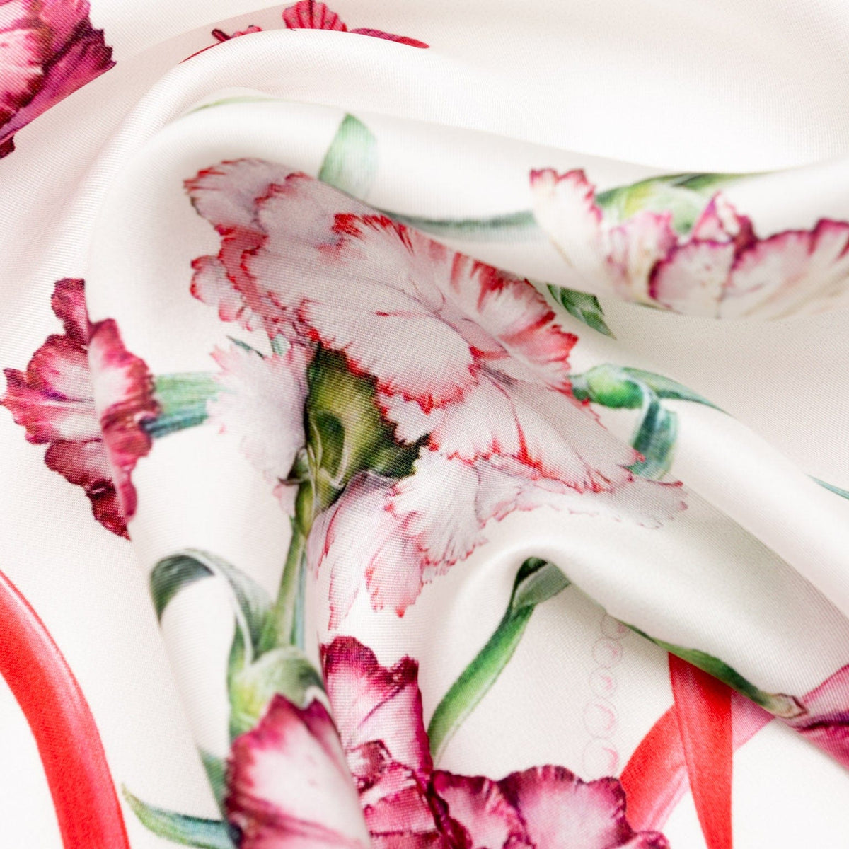 Women's Red Floral Italian Silk Bandana