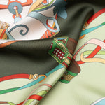 Designer Italian Silk Square Scarf - Green
