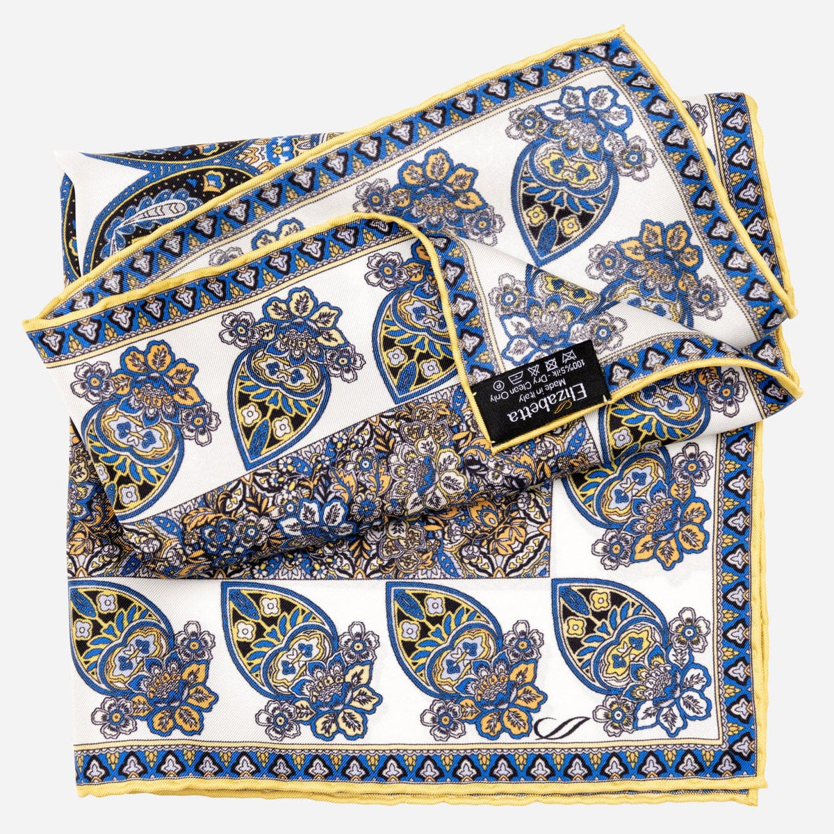 Blue Paisley Silk Italian Pocket Square