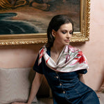 Women's luxury Italian silk square scarf foulard