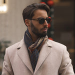 Brown and Blue Lightweight Italian Wool Scarf
