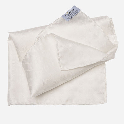 Large White Italian Silk Pocket Square