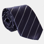 Navy Blue Italian Silk Striped Tie