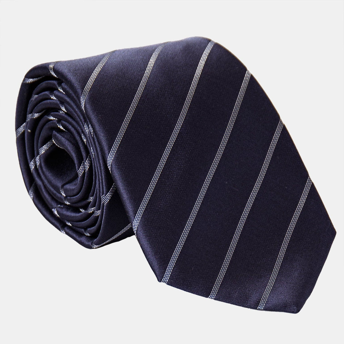 Navy Blue Italian Silk Striped Tie