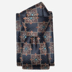 Handmade Navy and Copper Rose Silk Tie