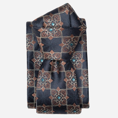 Handmade Navy and Copper Rose Silk Tie