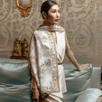 Women's Tan Toile de Jouy Silk Scarf