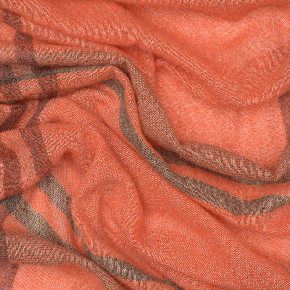 Orange Plaid 100% Italian Cashmere Scarf