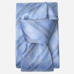 Sky Blue Italian Plaid Silk Tie for Men