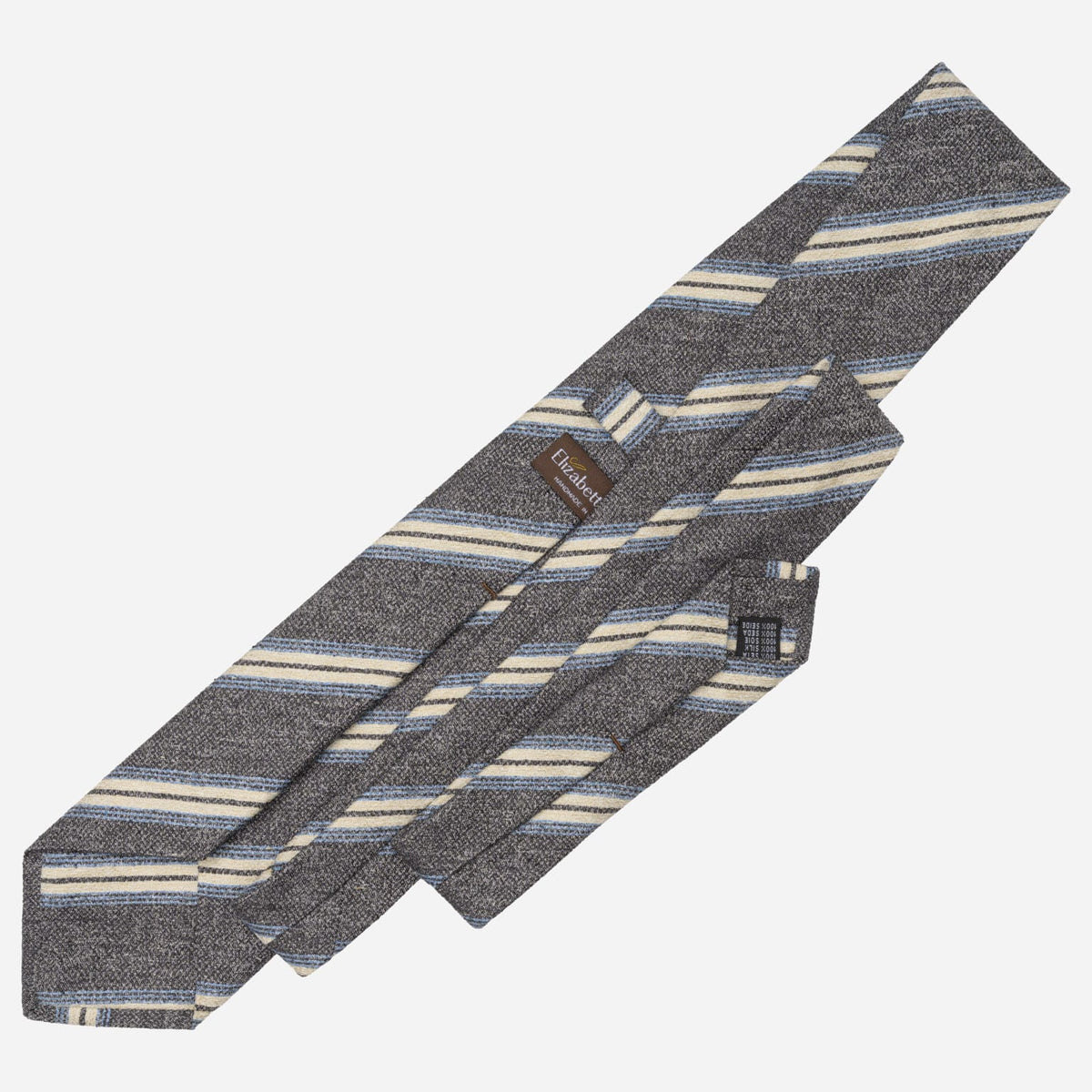 Dark Grey Striped Italian Designer Silk Tie