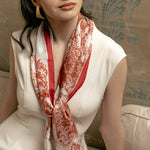 Women's Red Toile de Jouy Italian Silk Scarf
