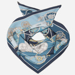 Italian Designer Blue Silk Square Scarf