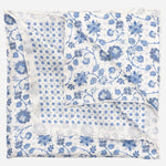 White & Blue Double Sided Silk Pocket Square