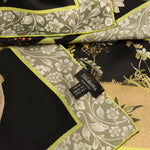 Black Botanical Print Italian Silk Scarf