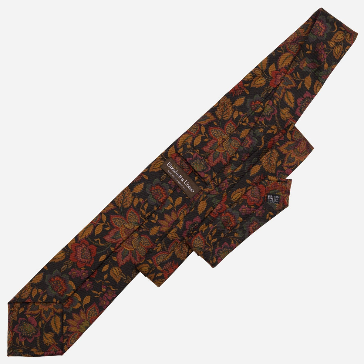Black Floral Italian Madder Silk Tie