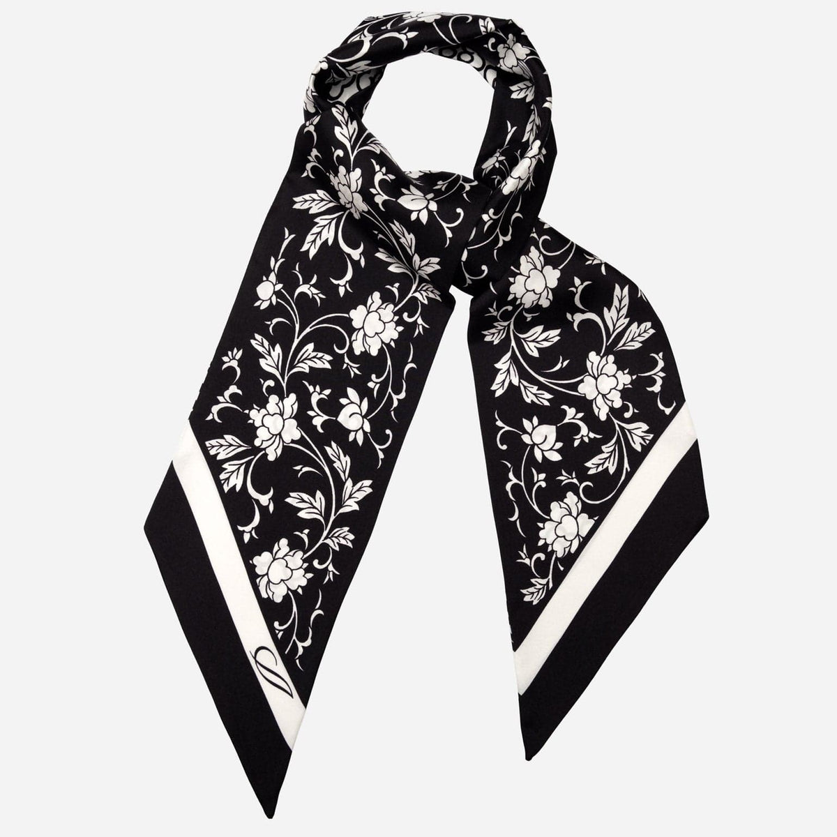 Women's Black Floral Italian Silk Bandeau