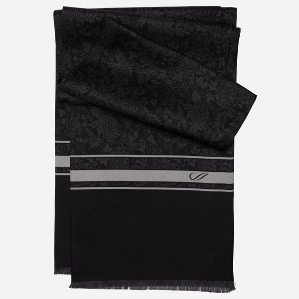 Italian Designer Men's Black Silk Scarf