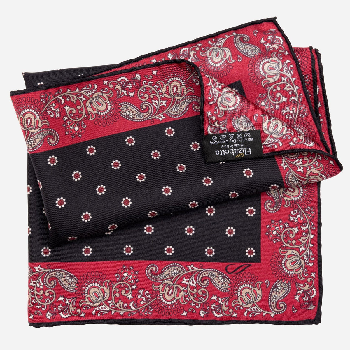 Black and Red Silk Pocket Square