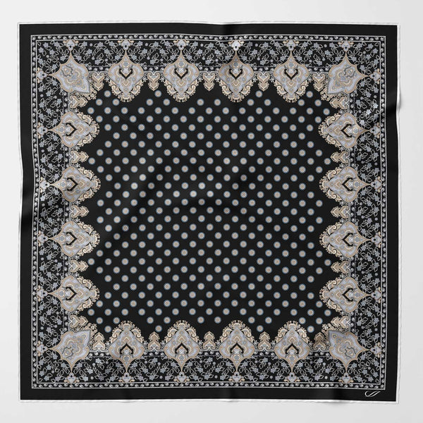 Black Hand-rolled Italian Silk Neckerchief