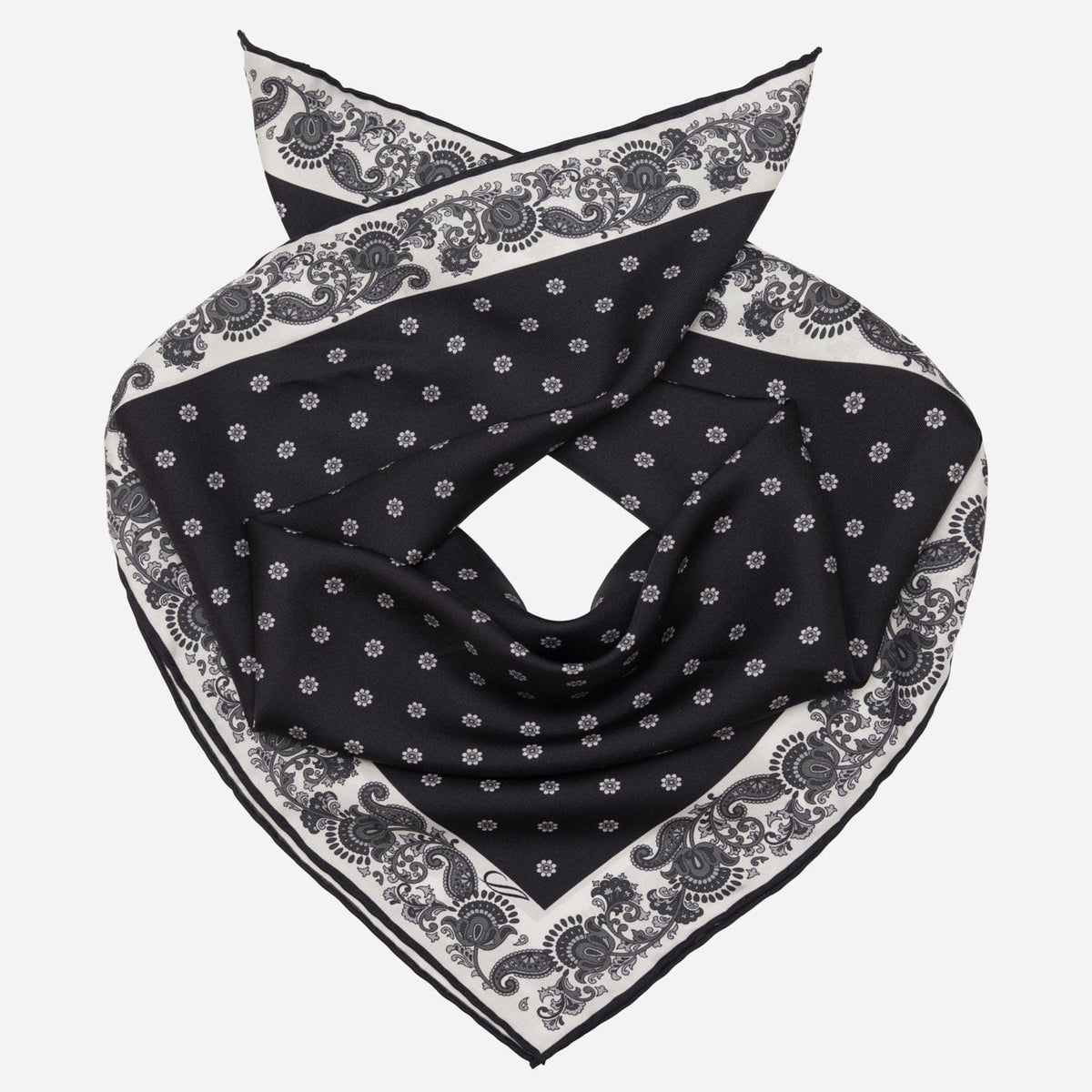 Italian Silk Bandana Neckerchief - Black