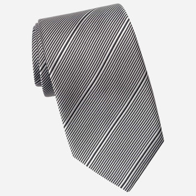 Black Pinstripe Italian Designer Silk Tie