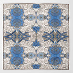 Blue and Tan William Morris Silk Pocket Square