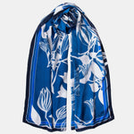 Blue Italian Silk Satin Evening Shawl