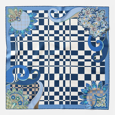 Women's Blue Silk Bandana Scarf