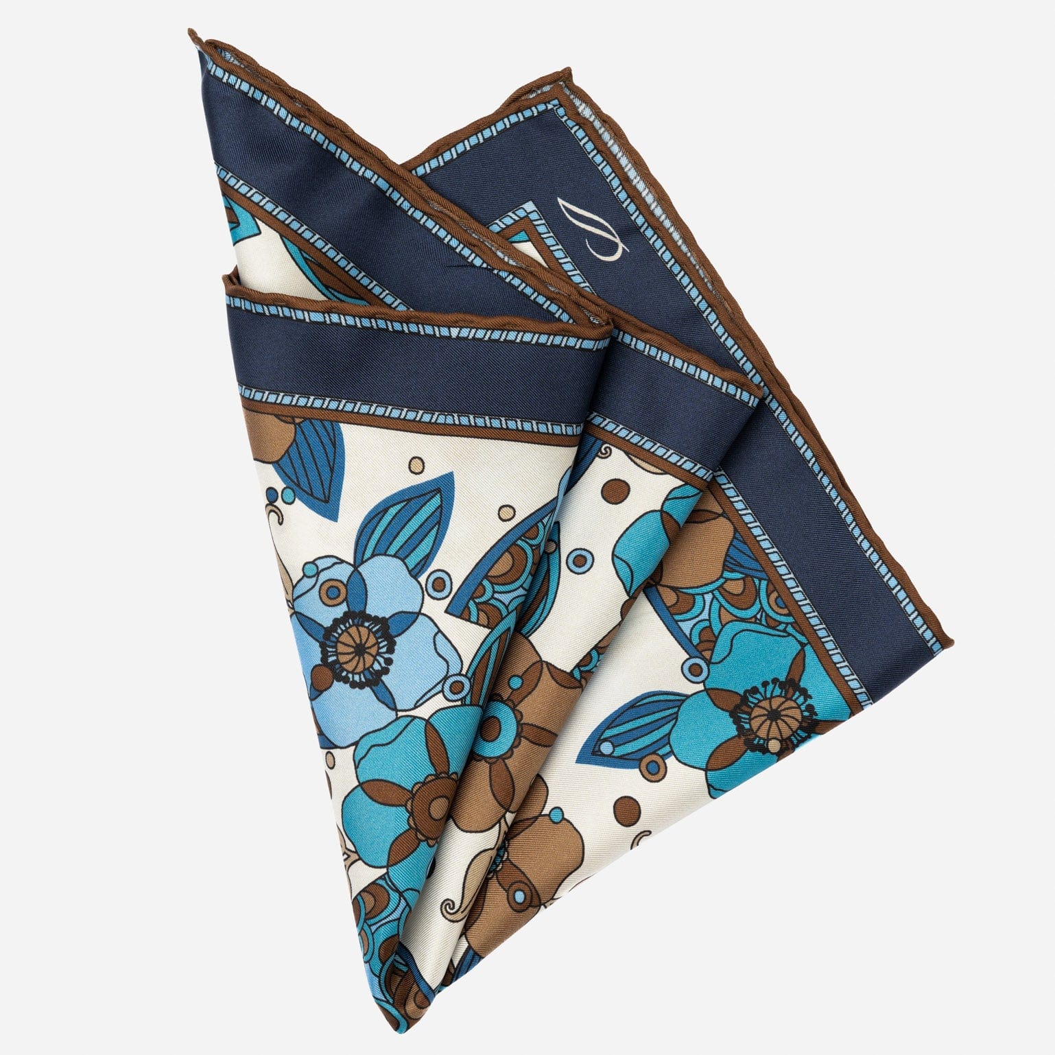Blue Floral Silk Italian Suit Pocket Square