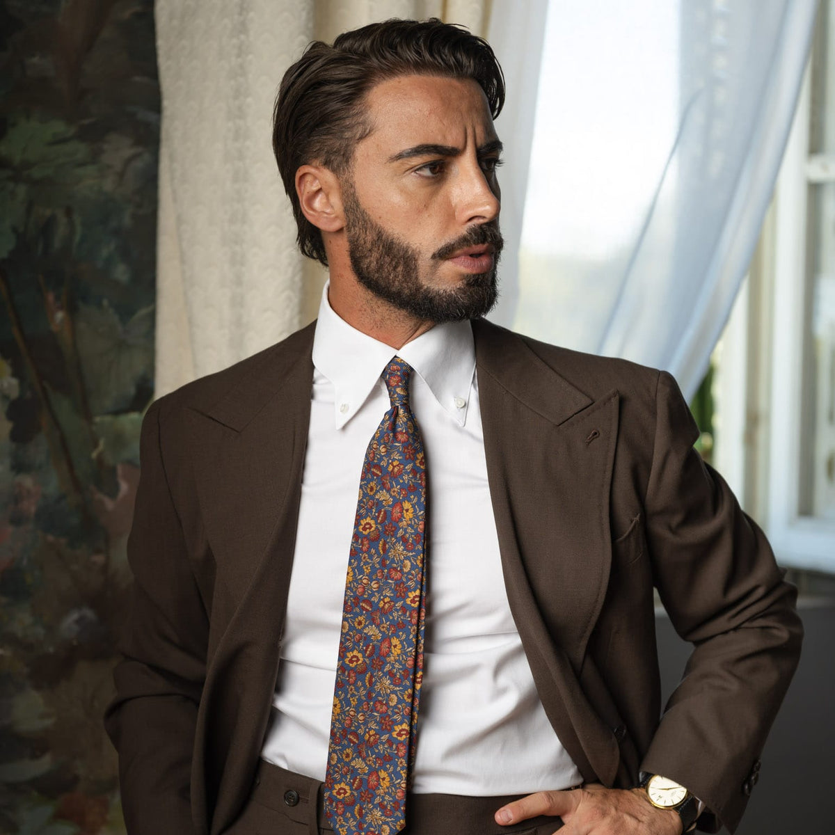 Blue Floral Madder Silk Tie