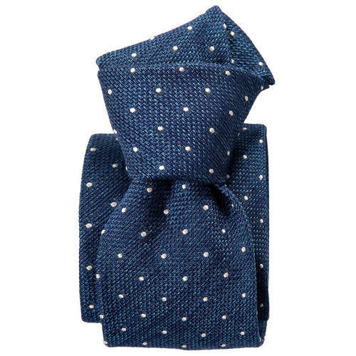 blue polka dot grenadine silk tie