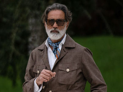 handmade blue silk neckerchief scarf for men