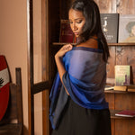 blue silk Georgette Italian shawl evening wrap