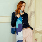 Italian Designer Blue Silk Scarf