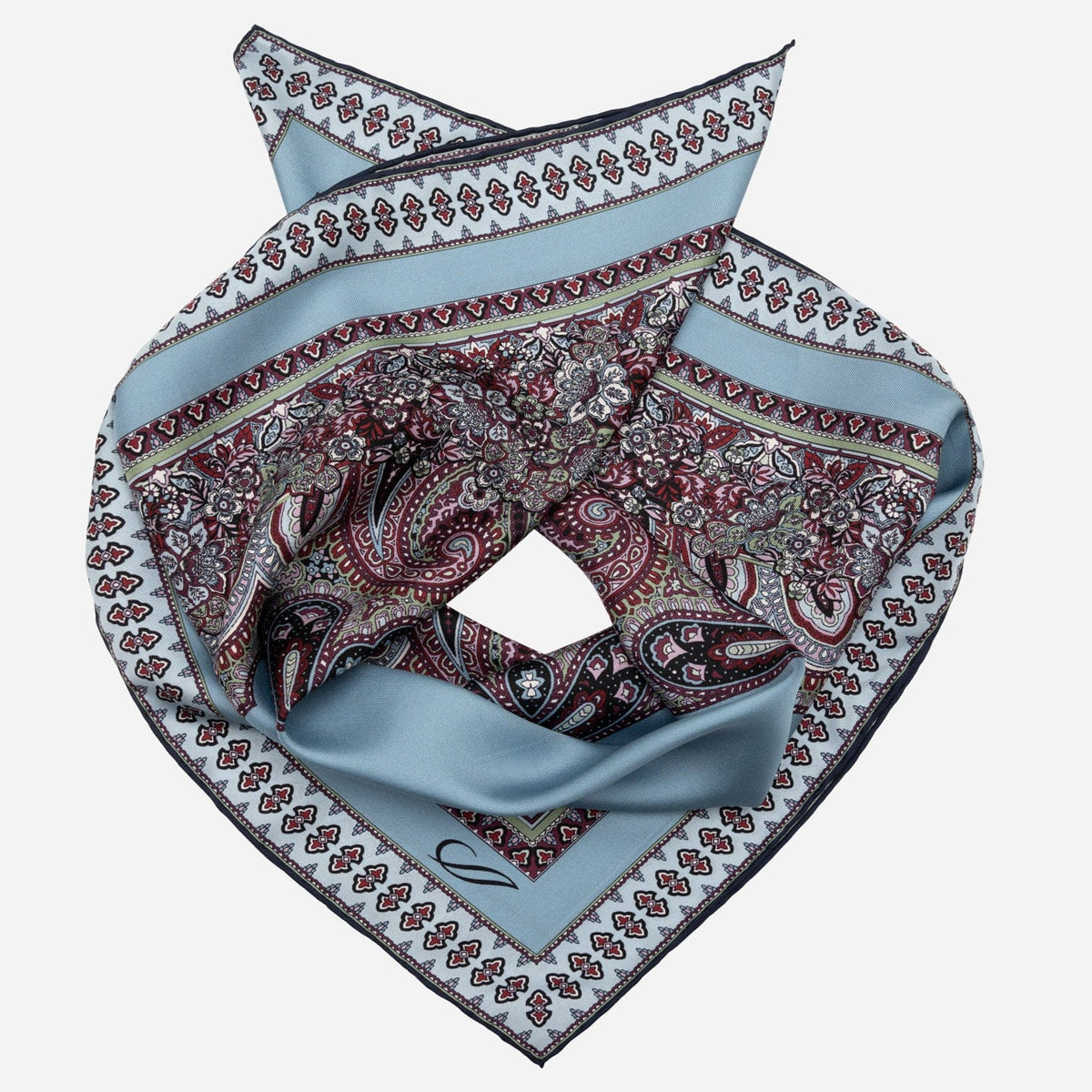 Italian Silk Neckerchief - Paisley Blue