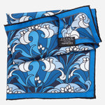 Blue Floral Italian Silk Pocket Square