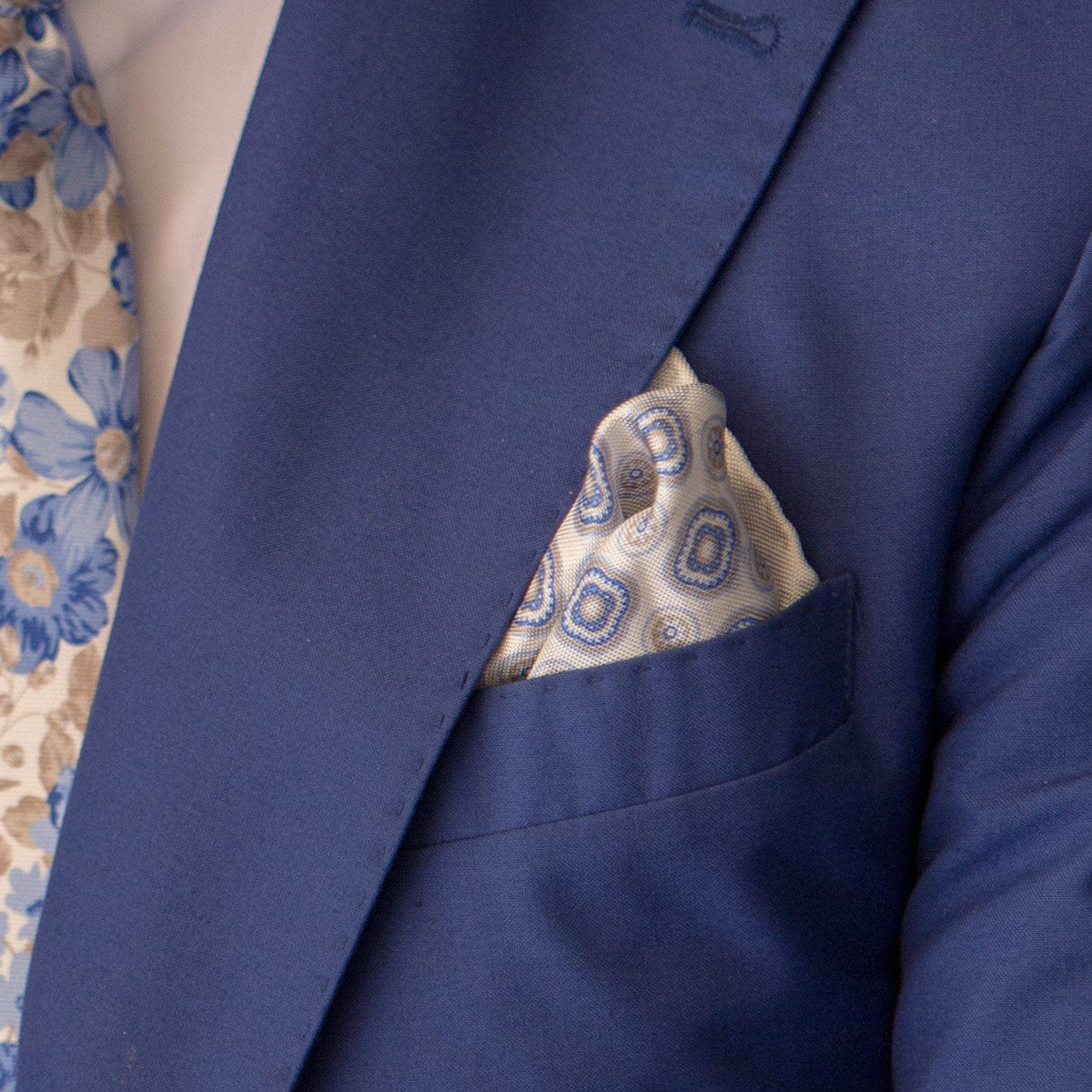 Blue silk double sided pocket square
