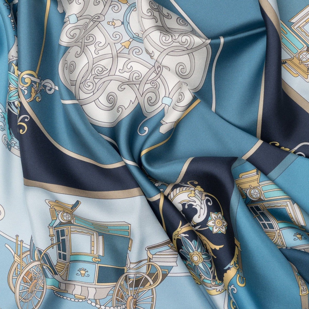 Italian Designer Blue Silk Square Scarf
