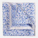Blue and White Double Sided Silk Pocket Square