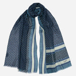 Blue Designer Italian Wool Scarf
