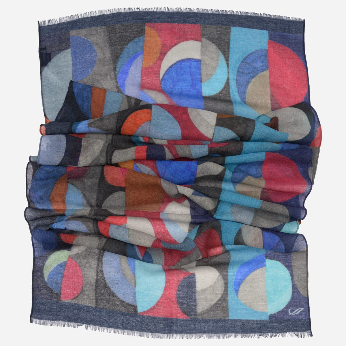 Italian Designer Blue Wool Scarf