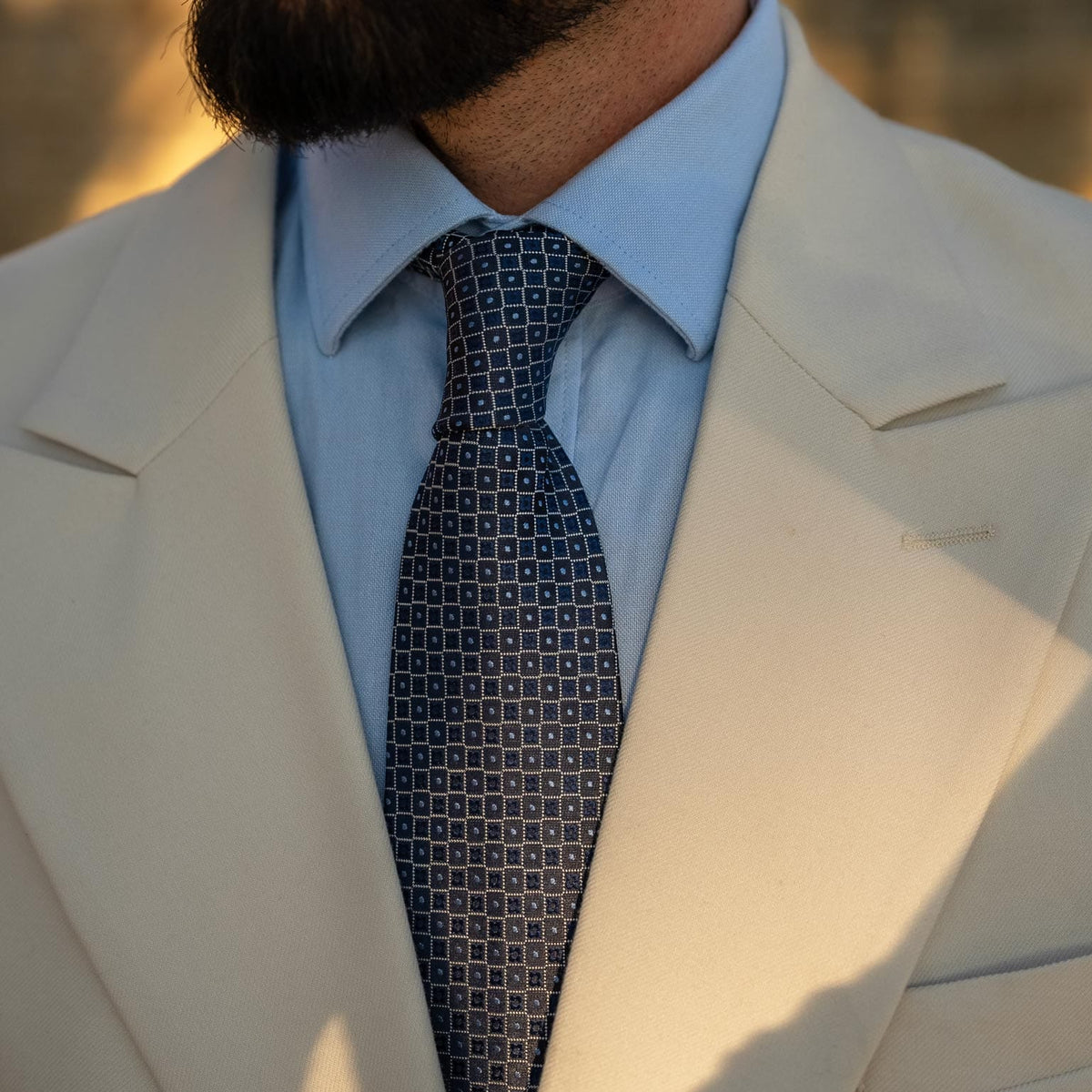 Best luxury tie brands Elizabetta woven blue silk tie
