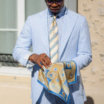 Luxury Italian hand rolled large silk pocket square for men