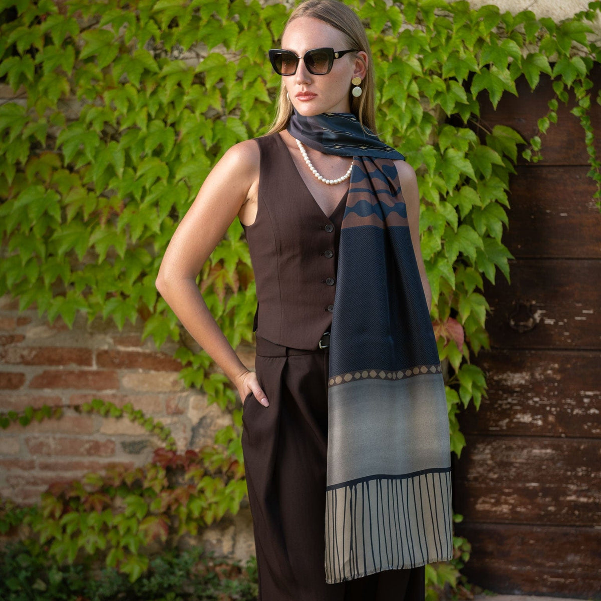 Luxury modern print Italian silk fashion scarf