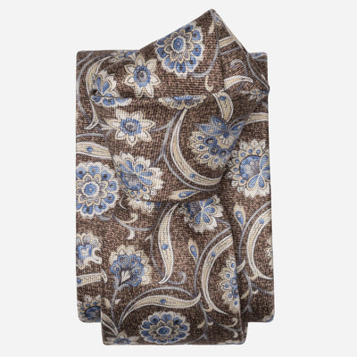 Handmade Brown Floral Italian Silk Tie